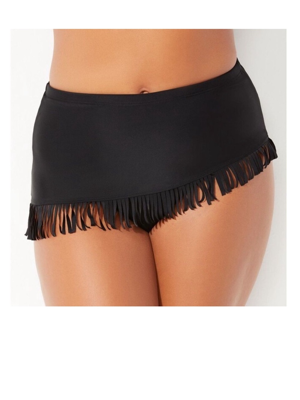 Swimsuits For All Fringe Sarong Swim Skirt Black NEW Size 20